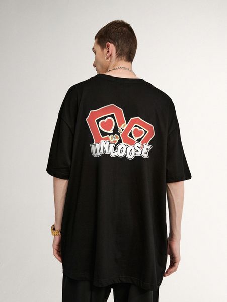 

men heart & letter graphic tee v4tn#, White;black