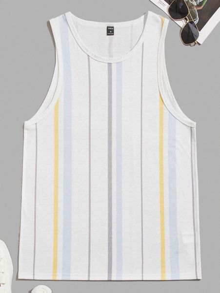 

men striped print tank h6hl#, White;black