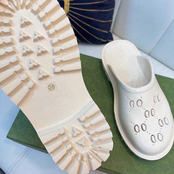 

womens platform perforated g sandal designer slides hollow rubber slippers black beige summer beach casual sandals mens fashion flip flops
