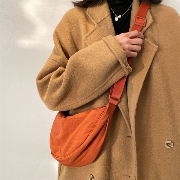 

simple design womens messenger bag fashion ladies nylon hobos small shoulder bags vintage female girls purse cloth handbags 220804