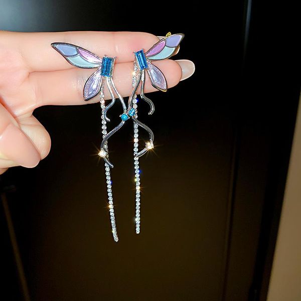 

dangle & chandelier european and american french design butterfly long tassel earrings women fashion luxury wedding valentine's day acc, Silver