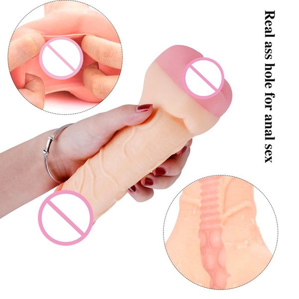 New Dual Use Flesh Vagina Masturbator Tazze per uomini maschi Masturbazione Soft Strap On Penis Extender Cup sexy Love Toys Pussy
