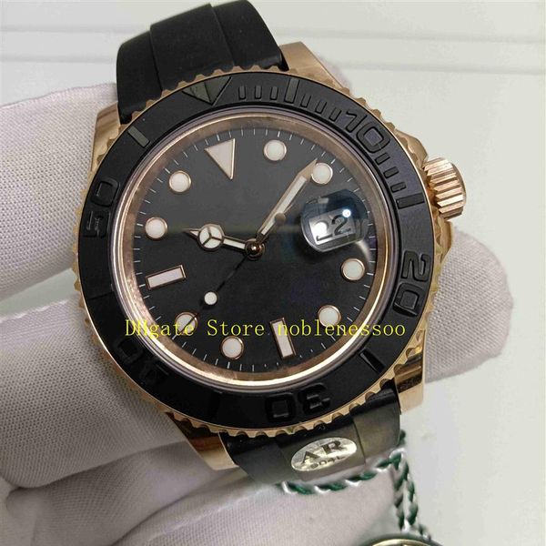 

super ar factory cal 3135 movement watch men 904l steel ceramic 18kt rose gold black dial 40mm 116655 rubber bracelet 126655 arf m214c, Slivery;brown