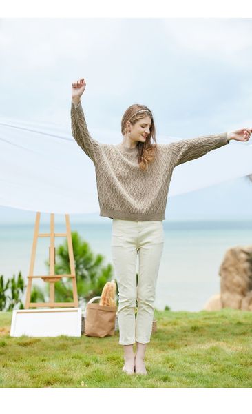 

women's knits and tees knit drop shoulder sweater a5up#, White