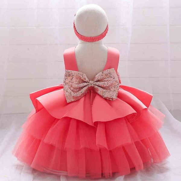 Rosa-gelbes Partykleid für Babys bis 6 Jahre, Sommer, Kindergeburtstag, Hochzeit, Prinzessinnenkleider, Schleife, Kinder-Ballkleid-Kostüm