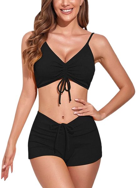 

women's bikini swimsuits front cross high waist bikini plus size flattering print two piece bathing suits for women w6v6#, White;black