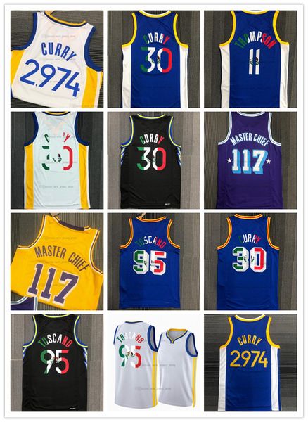 

2022 mexico limited custom printed screen diamond 75th anniversary basketball jerseys new city 95 juan toscano-anderson 30 stephen 2974 curr, Black;red