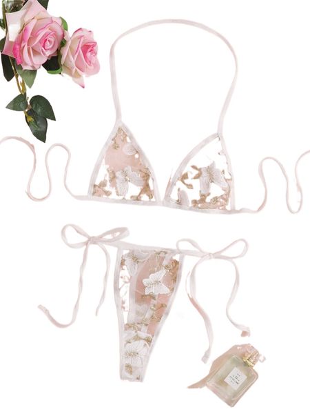 

butterfly embroidery mesh lingerie set k71h#, Black;red