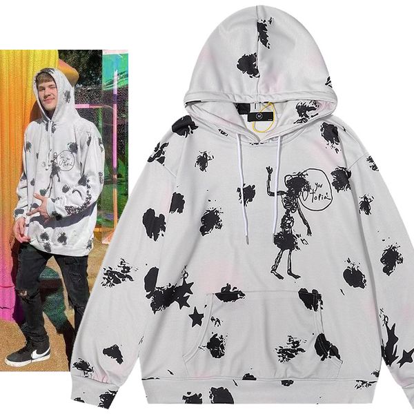 Граффити толстовок мужские женские толстовины мужская одежда High Street Cartoon Print Print Hood