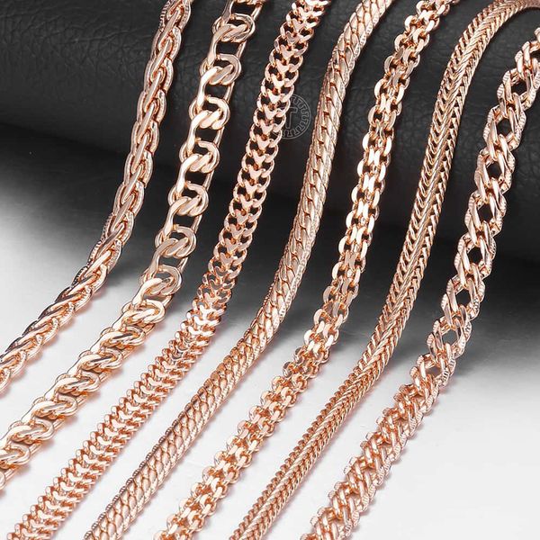 

vintage necklace for women men 585 rose gold color venitian curb snail foxtail link chains necklaces fashion jewelry 5060cm cnn1 220813, Silver