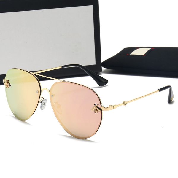 

2022 brand design sunglasses women men designer good quality fashion metal oversized sun glasses vintage female male uv400 sunglass with box, White;black