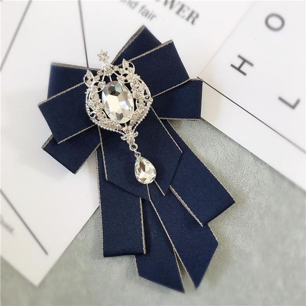 

fashion large bow tie necktie crystal tassel ribbon collar with brooch women vintage elegant costume jewelry pin red blue, Black;gray
