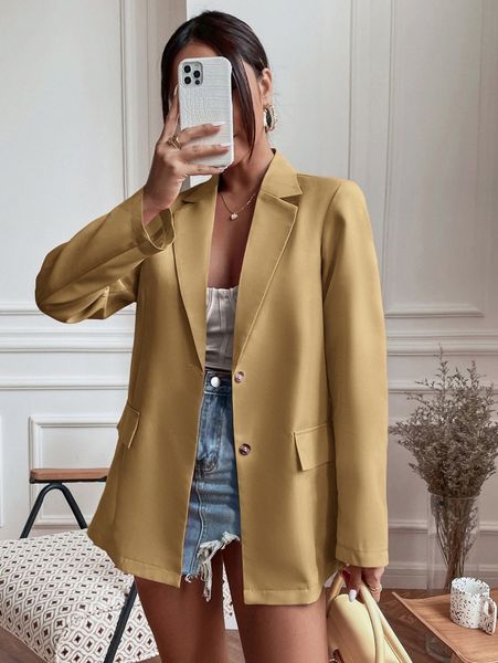 

single breasted flap detail blazer x4xh#, White