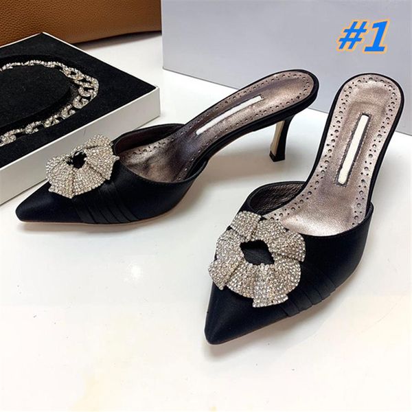 

fashion luxury designer high-heeled formal shoes women's summer banquet dress pointed baotou slippers sandals size 34-42317v, Black