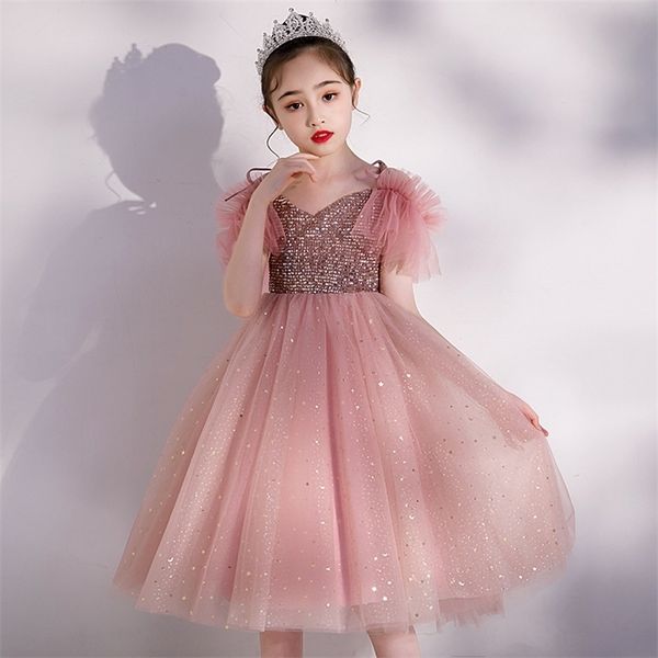 

summer children clothes evening tutu princess dress for girl kids birthday party dresses wedding mal vestidos 3-12 y 220426, Red;yellow