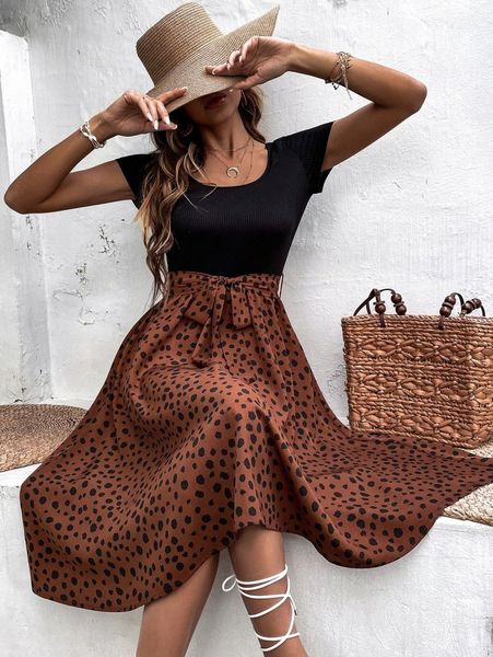 

dalmatian print belted dress m73p#, Black;gray