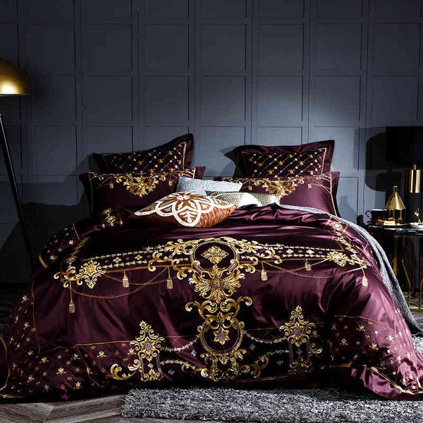 1000TC Tributo egito de algodão egípcio Silky Luxury Bedding Conjunto Queen King Size Casamento de camas de cama ajustada parrure de lit ropa Cama