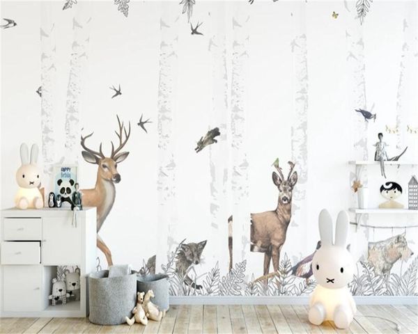 Papéis de parede Tamanho personalizado Tamanho mural prancha de madeira selva Animal floresta papel de parede de decoração caseira sala de estar quarto pintado à mão 3d wallpaperwallpape