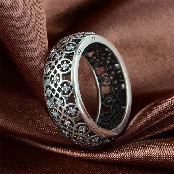 

925 sterling silver intricate lattice ring with clear zirconia fit pandora jewelry engagement wedding lovers fashion ring