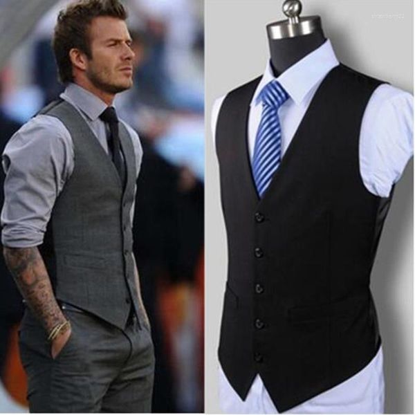 Gilet da uomo Slim Fit Gilet da uomo Casual Uomo Nero Grigio Formale Businss Arrivo Gilet maschile Gilet Homme Stra22