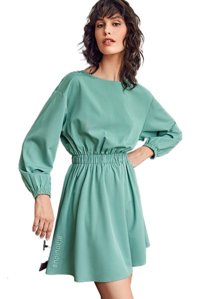 

x jessica rose drop shoulder letter embroidery dress q0re#, Black;gray