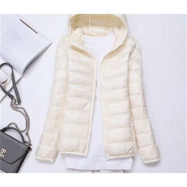 

super light women thin and thin collar hooded down jacket light and thin women slim and slim 201214, Black