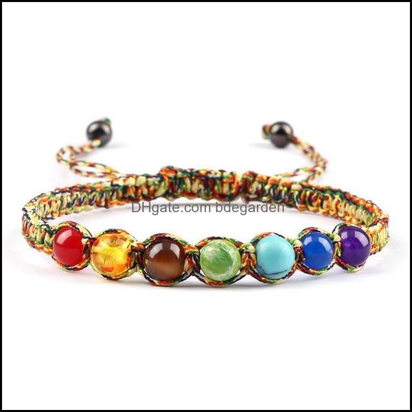 

beaded strands beaded natural stone bracelets 7 chakra healing braided adjustbale bracelet yoga banlance bangles fashion j bdegarden dhhnc, Black