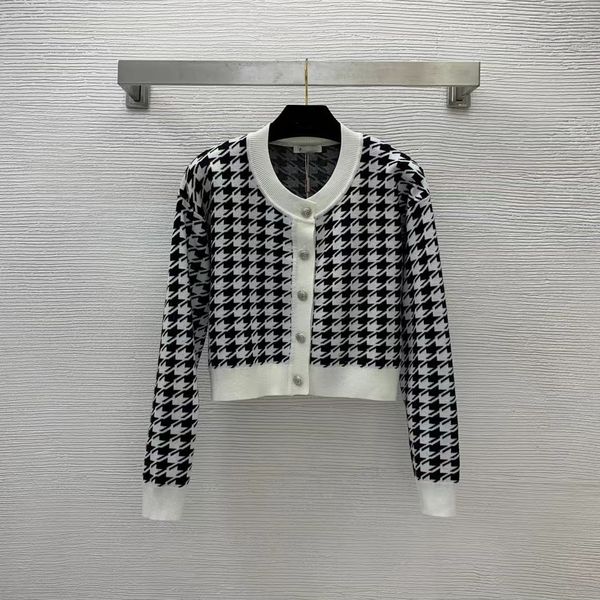 

2022 autumn milan runway sweater o neck long sleeve high end jacquard cardigan women's designer sweater 0731-07, White;black