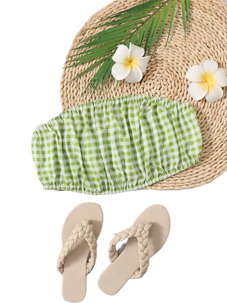 

plus gingham print tube d8hs#, Black