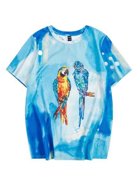

x joanna szumska tie dye & bird print tee b6st#, White