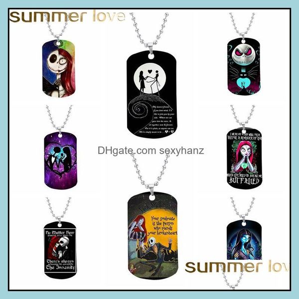

pendant necklaces pendants jewelry halloween jack sally necklace round strand chain colorf stainless steel gifts for men women drop delive, Silver