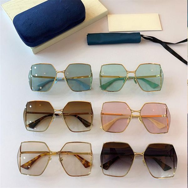 

2020 womens oversized square fashion sunglasses 0817 frameless sunglasses 0817s uv400 protective glasses with ori250k, White;black