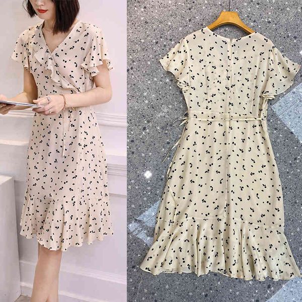 

casual dresses p350465yk v-neck short sleeve aging lotus leaf placed silk 100 print dress, Black;gray