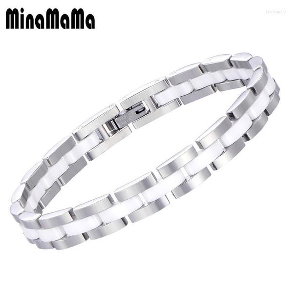 Cadeia de link Pulseira de cerâmica branca de aço inoxidável para mulheres Bracelets de saúde feminino Jewelrylink Lars22