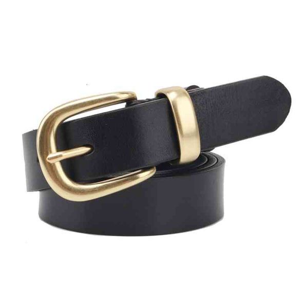 

belts copper buckle belt women's style pure leather simple versatile korean jeans belt leather black g2ja, Black;brown