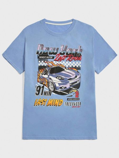 

romwe guys car letter graphic tee q6fv#, White;black