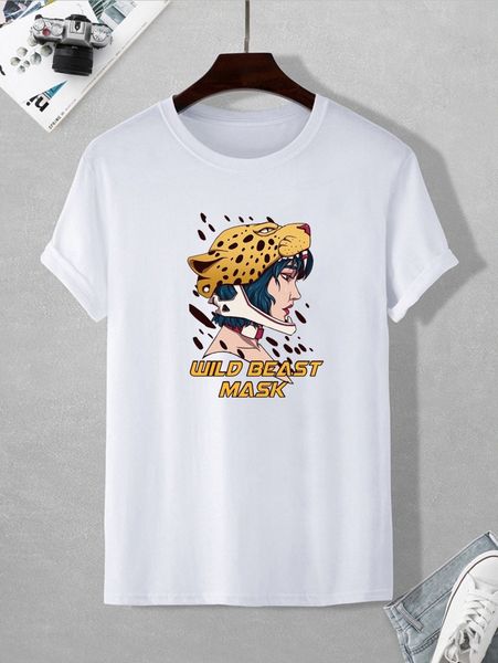 

romwe guys letter cartoon graphic tee a45k#, White;black