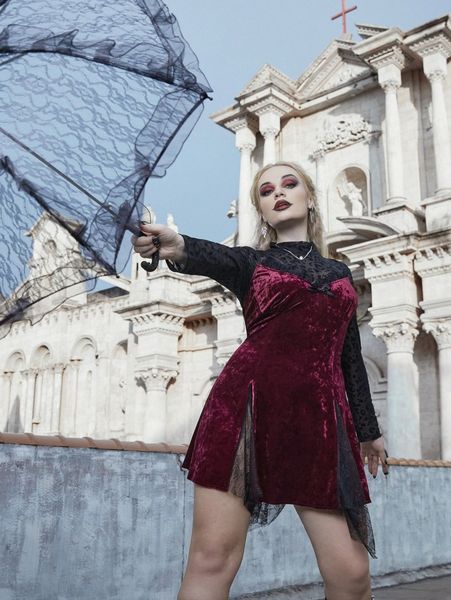 

plus velvet slit hem cami dress without mesh dress p8ox#, Black