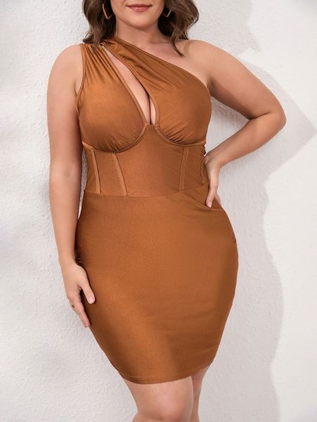 

plus one shoulder cut out bodycon dress o9qo#, Black