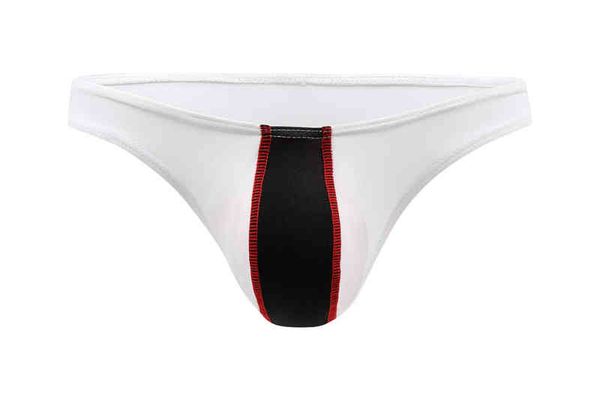 

2022 brand men's thongs high-quality underwear low-waist underpants patchwork breathable comfortable gay t-pants g-strings w220324, Red;black