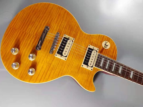 

quality guitar, yellow tiger pattern, mahogany body, rosewood fingerboard