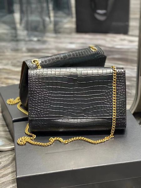 

designer bag large capacity pu leather crocodile texture bag classic fashion flap chain luxury one shoulder crossbody women's bag