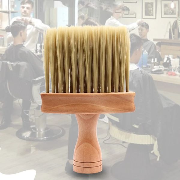 Salon Pro Hair Clean Brush: Soft Wood Handle, Neck Sweep, Barber Tool & Beard Duster.