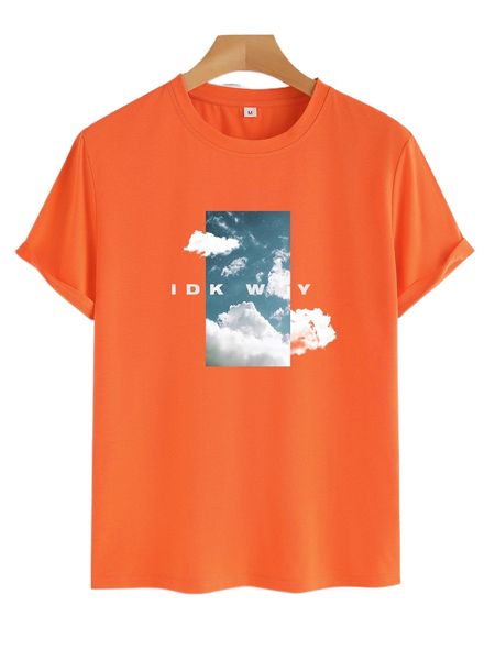 

men cloud & letter graphic tee r1v6#, White;black