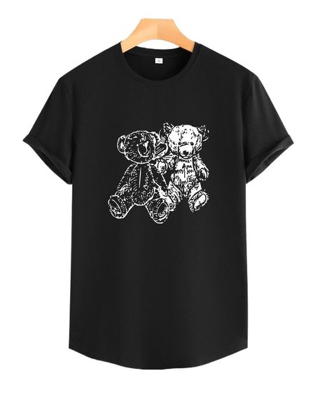 

men cartoon graphic tee r2x7#, White;black