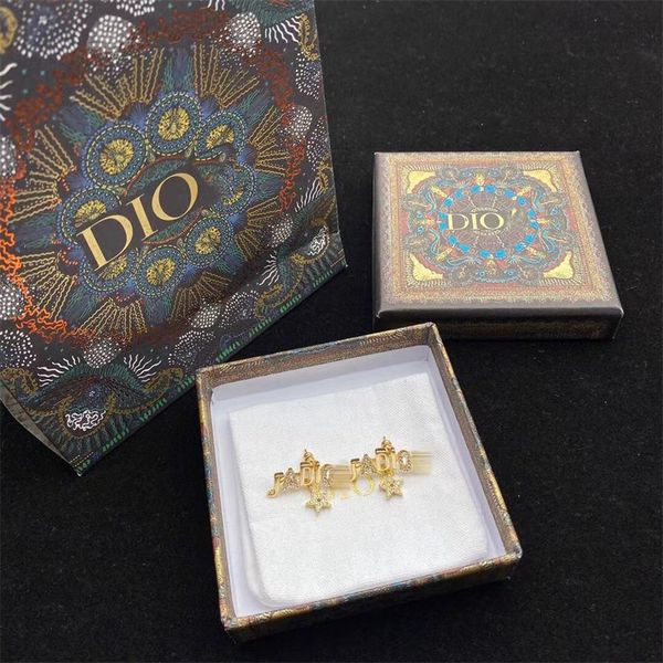 

the new 70% off dijia family letter diamond studded star fashion women's trend simple windnet red earrings 925 silver needle, Golden