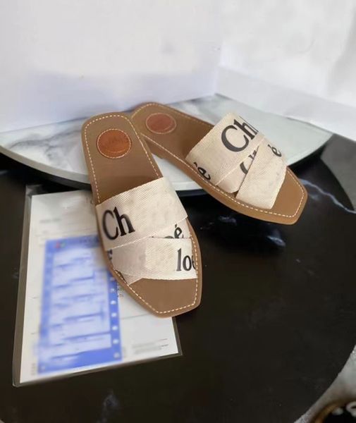 

new designer woody canvas flat slippers fashion sandals summer women weave beach slipper rubber sole shoes, Black