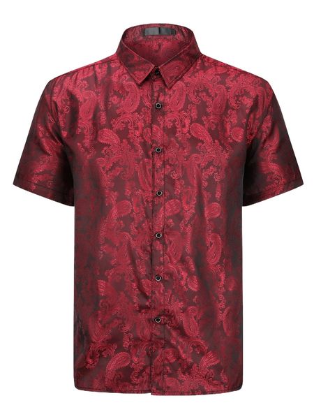 

cloudstyle men paisley jacquard print button front shirt 63ct#, White;black