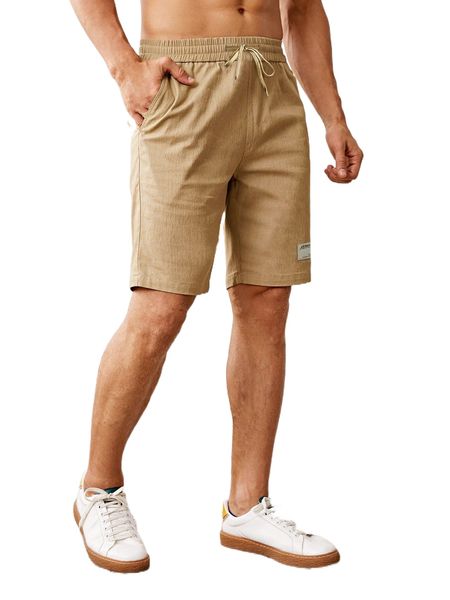 

men letter patch detail drawstring waist shorts x3ag#, White;black