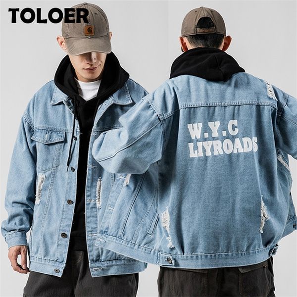 

spring autumn denim jackets men s 2020 new hip hop retro jacket street casual pilot jacket fashion large size printed jacket lj201013, Black;brown